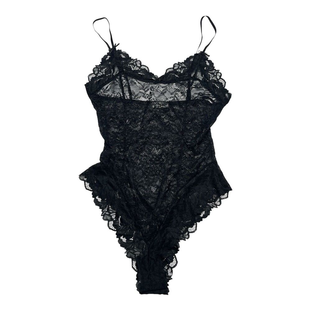 FREE PEOPLE Sheer lingerie Bodysuit Teddy Leotard black lace